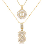2pc 14k Diamond Letter Initial Necklaces