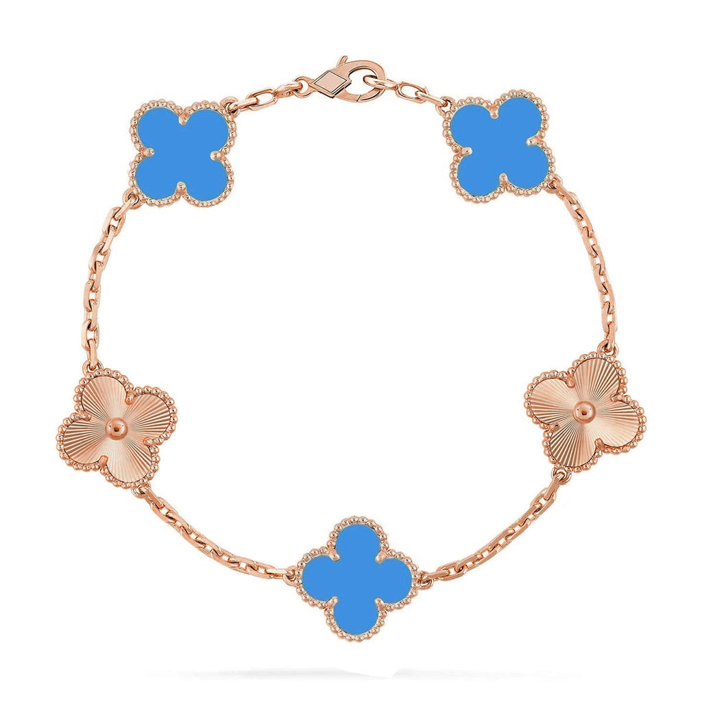 CLOVER 5 MOTIF BLUE AGATE BRACELET COLLECTION