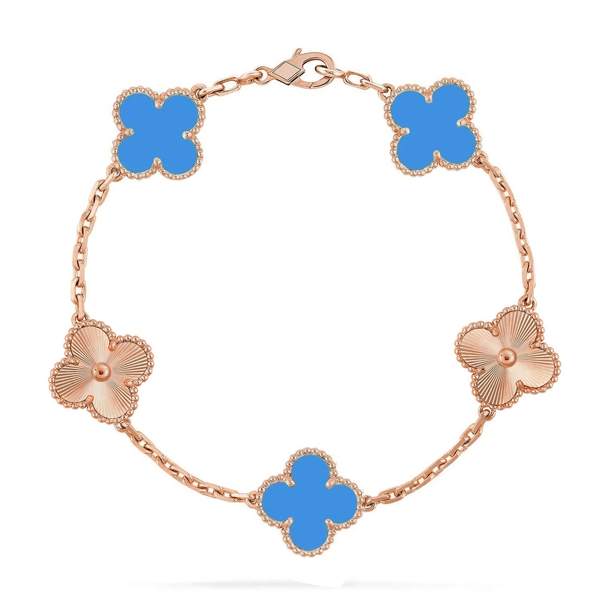CLOVER 5 MOTIF BLUE AGATE BRACELET COLLECTION