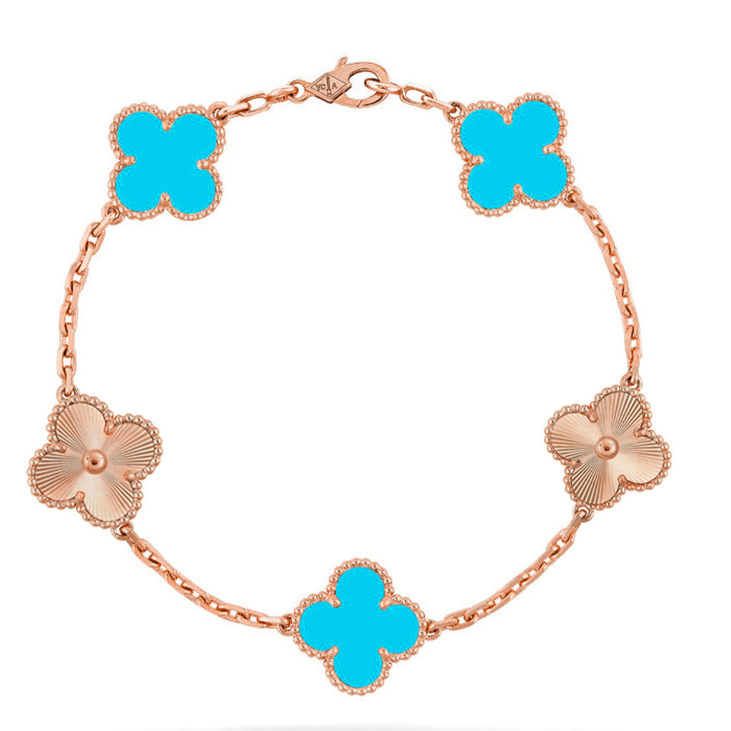 CLOVER 5 MOTIF TURQUOISE BRACELET COLLECTION