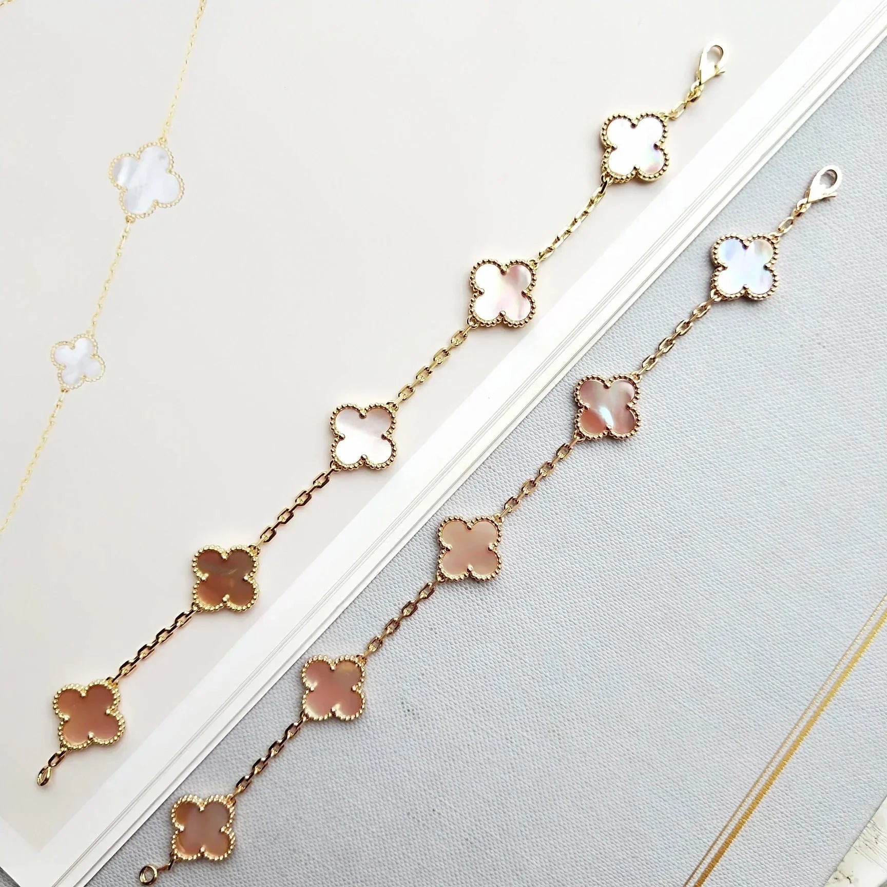 CLOVER 5 MOTIFS PINK MOP BRACELET COLLECTION