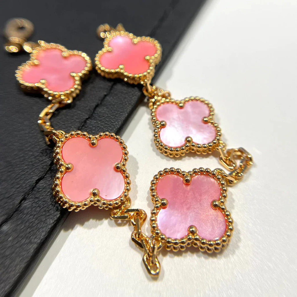 CLOVER 5 MOTIFS PINK MOP BRACELET COLLECTION