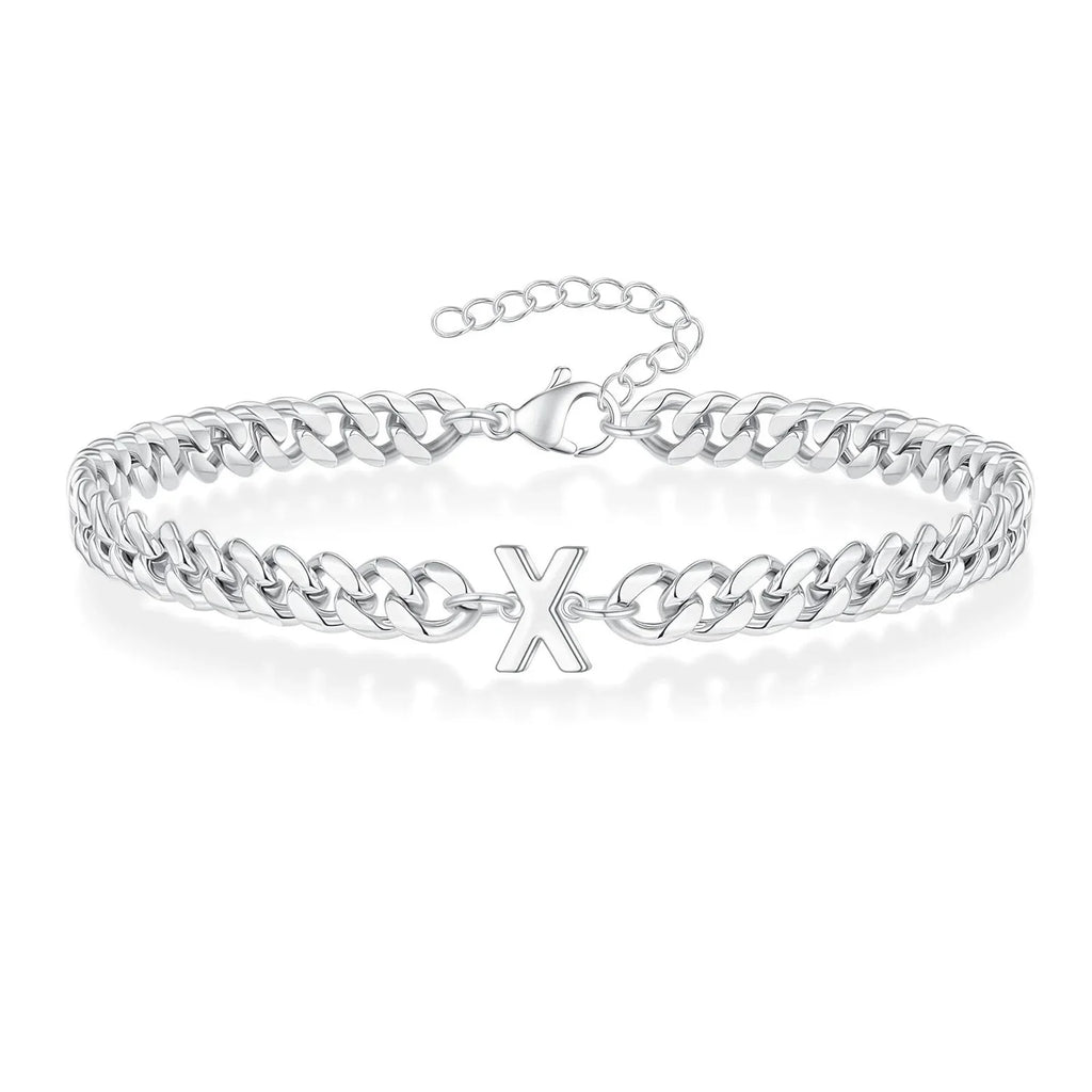 Couples Letter Initial Cuban Bracelet