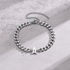 Couples Letter Initial Cuban Bracelet