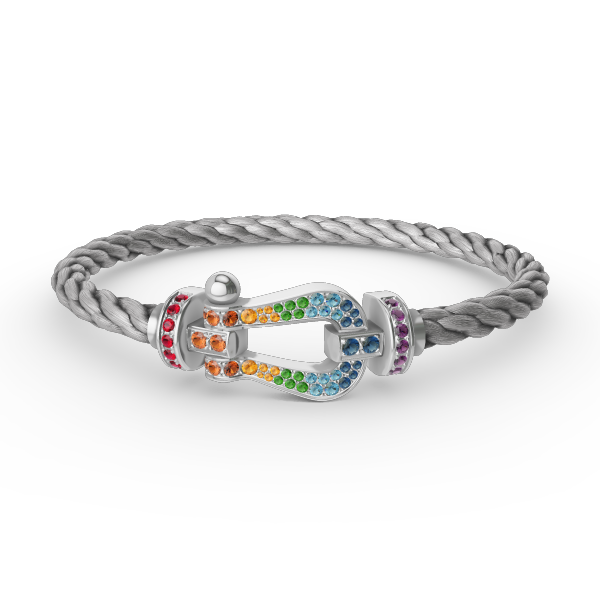 FORC LARGE HORSESHOE COLORED DIAMOND BRACELET SILVER