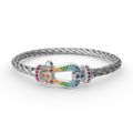 FORC LARGE HORSESHOE COLORED DIAMOND BRACELET SILVER