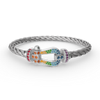 FORC LARGE HORSESHOE COLORED DIAMOND BRACELET SILVER