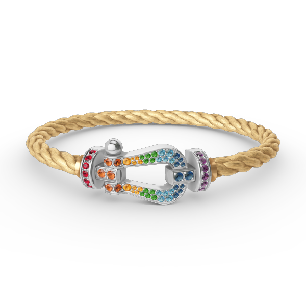 FORC LARGE HORSESHOE COLORED DIAMOND BRACELET SILVER