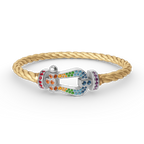 FORC LARGE HORSESHOE COLORED DIAMOND BRACELET SILVER