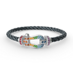 FORC LARGE HORSESHOE COLORED DIAMOND BRACELET SILVER