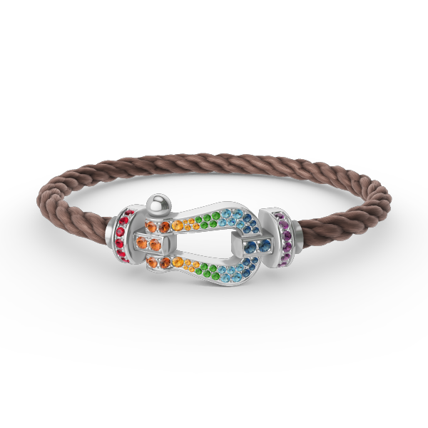 FORC LARGE HORSESHOE COLORED DIAMOND BRACELET SILVER