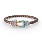 FORC LARGE HORSESHOE COLORED DIAMOND BRACELET SILVER