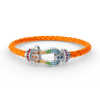 FORC LARGE HORSESHOE COLORED DIAMOND BRACELET SILVER