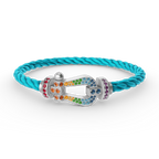 FORC LARGE HORSESHOE COLORED DIAMOND BRACELET SILVER