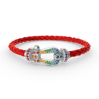 FORC LARGE HORSESHOE COLORED DIAMOND BRACELET SILVER