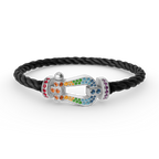 FORC LARGE HORSESHOE COLORED DIAMOND BRACELET SILVER
