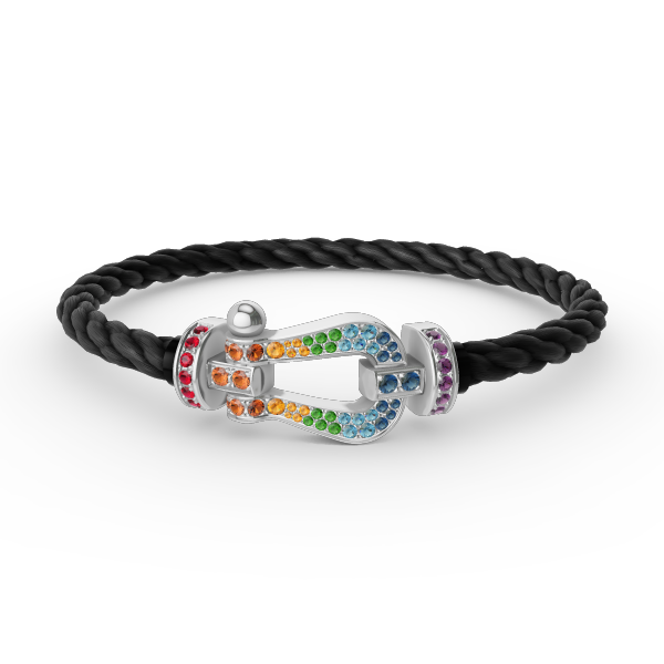 FORC LARGE HORSESHOE COLORED DIAMOND BRACELET SILVER