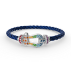 FORC LARGE HORSESHOE COLORED DIAMOND BRACELET SILVER