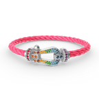 FORC LARGE HORSESHOE COLORED DIAMOND BRACELET SILVER