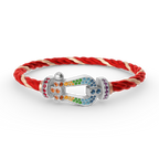 FORC LARGE HORSESHOE COLORED DIAMOND BRACELET SILVER