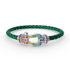 FORC LARGE HORSESHOE COLORED DIAMOND BRACELET SILVER