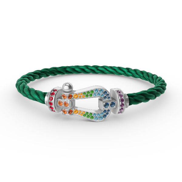 FORC LARGE HORSESHOE COLORED DIAMOND BRACELET SILVER