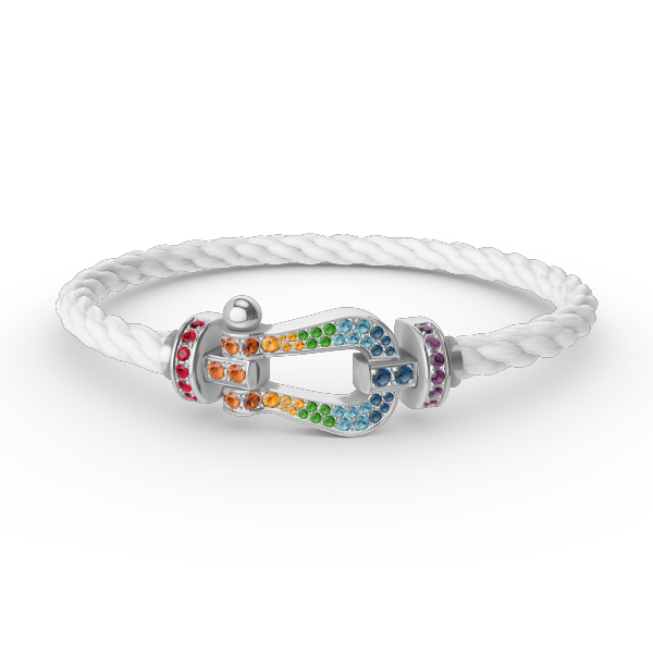 FORC LARGE HORSESHOE COLORED DIAMOND BRACELET SILVER