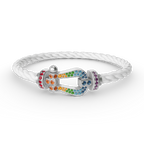 FORC LARGE HORSESHOE COLORED DIAMOND BRACELET SILVER