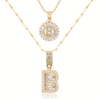 2pc 14k Diamond Letter Initial Necklaces