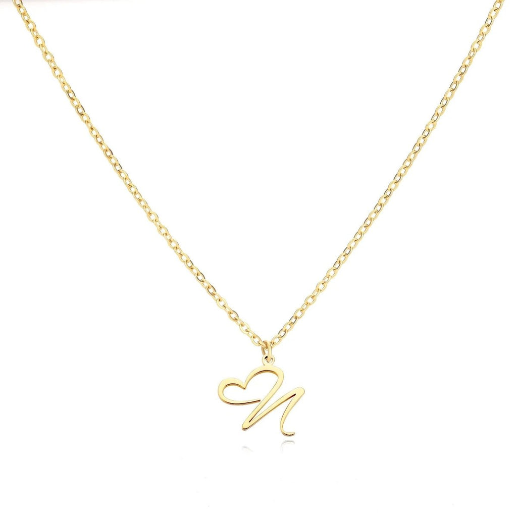 Dainty Heart Letter Initial Necklace