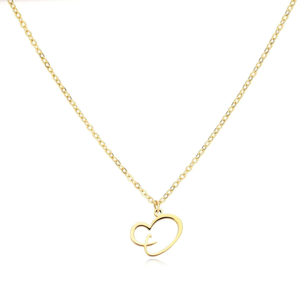 Dainty Heart Letter Initial Necklace