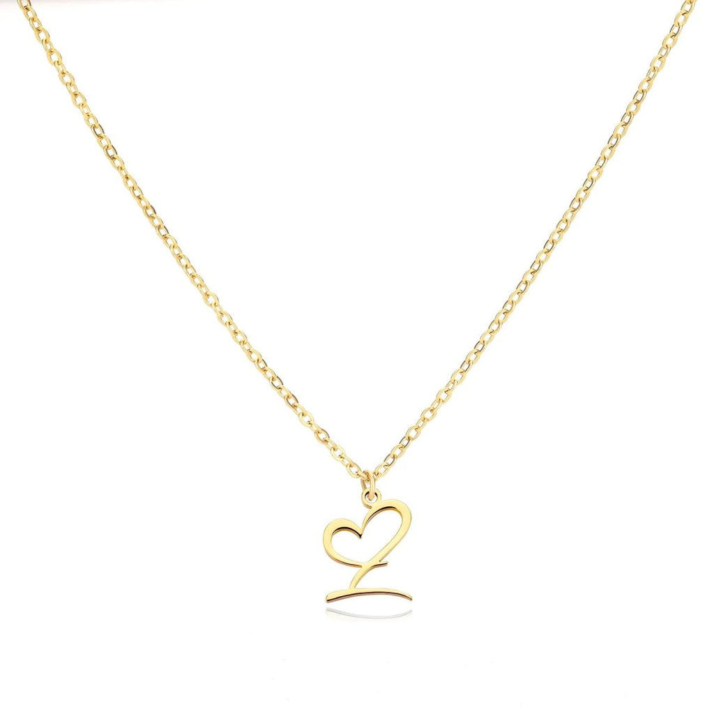 Dainty Heart Letter Initial Necklace
