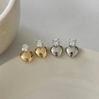 Dainty Diamond Heart Stud Earrings