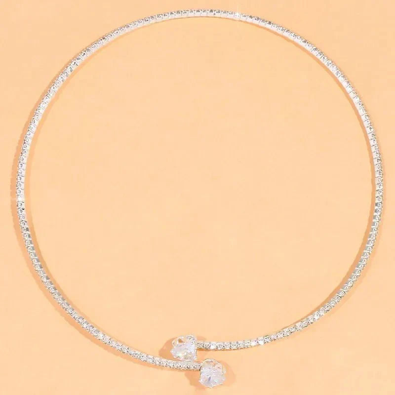 Diamond Heart Open Choker Necklace