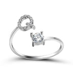 Adjustable Dainty Diamond Letter Initial Ring