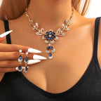 Floral Diamond Necklace and Earring Set