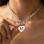Paperclip Heart Letter Initial Choker Necklace
