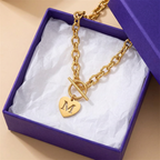 Paperclip Heart Letter Initial Choker Necklace