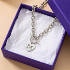 Paperclip Heart Letter Initial Choker Necklace