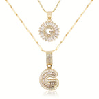 2pc 14k Diamond Letter Initial Necklaces