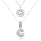2pc 14k Diamond Letter Initial Necklaces