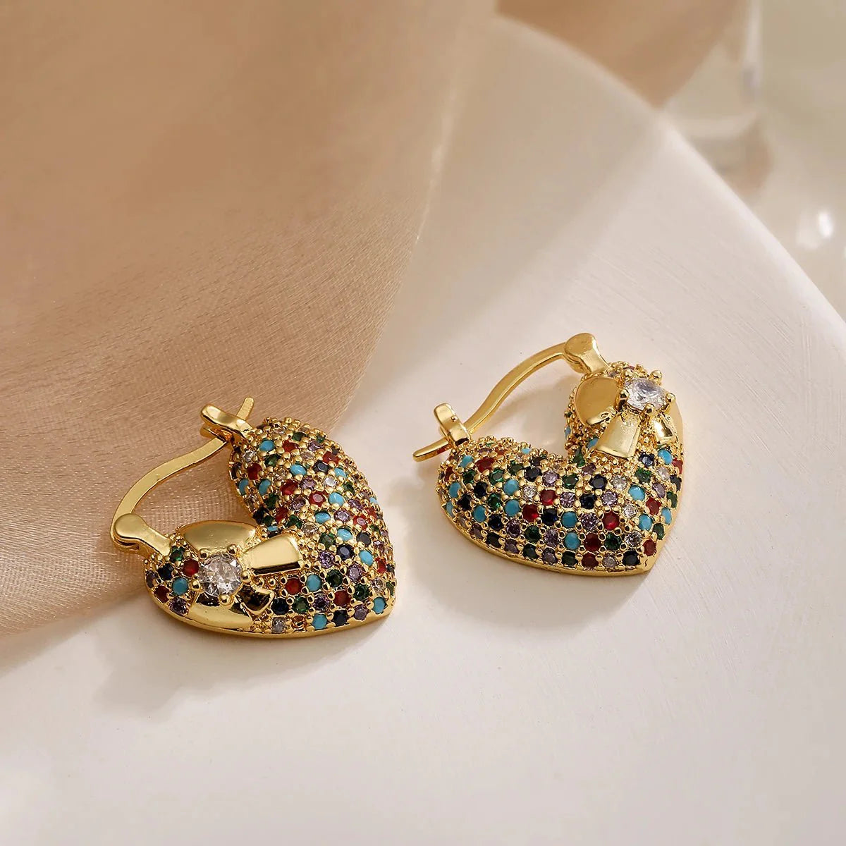 Glamorous Diamond Heart Earrings