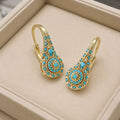 Valenne Turquoise Cluster Gold Earrings