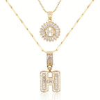 2pc 14k Diamond Letter Initial Necklaces