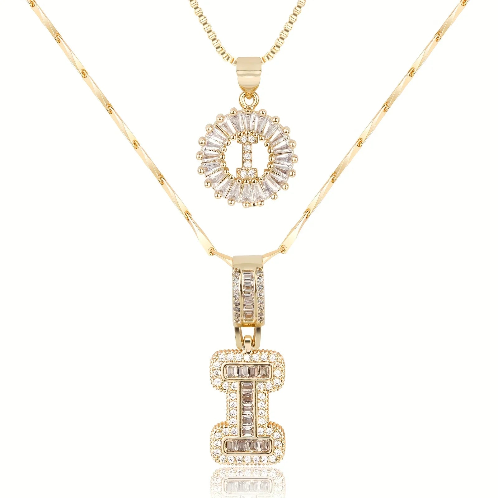 2pc 14k Diamond Letter Initial Necklaces