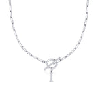Paperclip Letter Initial Circle Lock Clasp Necklace