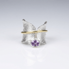 BUTTERFLY AMETHYST SILVER & GOLD RING