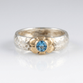 HANDMADE SILVER TWO TONE BLUE TOPAZ RING