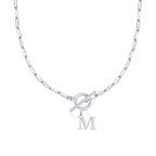 Paperclip Letter Initial Circle Lock Clasp Necklace