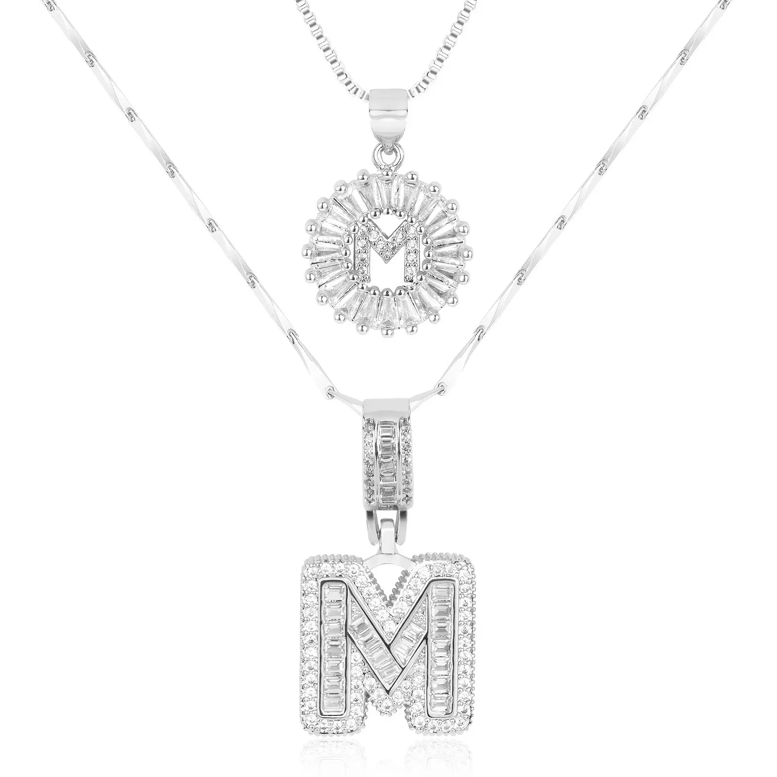 2pc 14k Diamond Letter Initial Necklaces